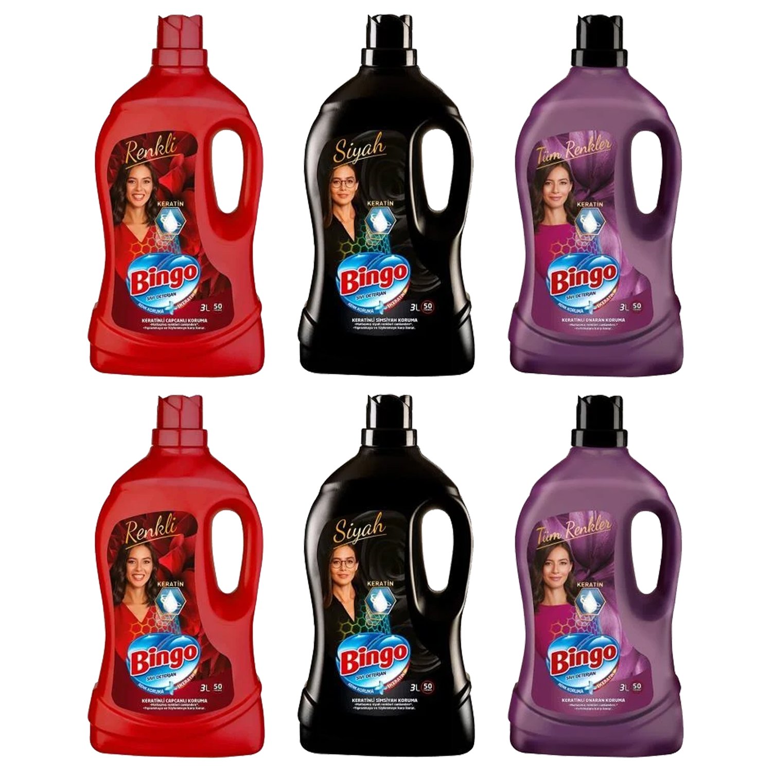 Bingo Sıvı Çamaşır Deterjanı 3 Litre Renkli Siyah Onaran Koruma 6 Adet