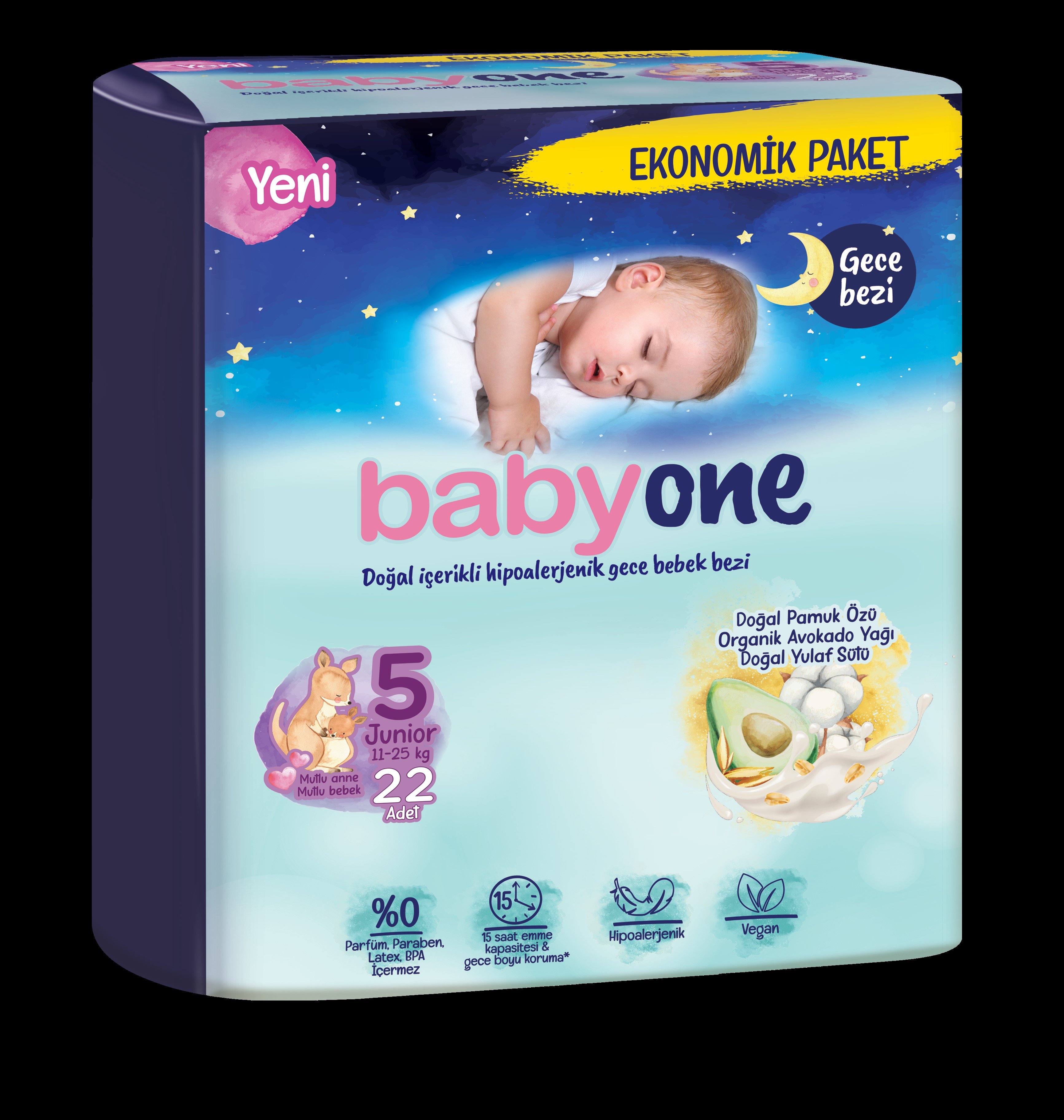 Babyone Gece Bebek Bezi 5 Beden Junior Ekonomik Paket 22 Adet