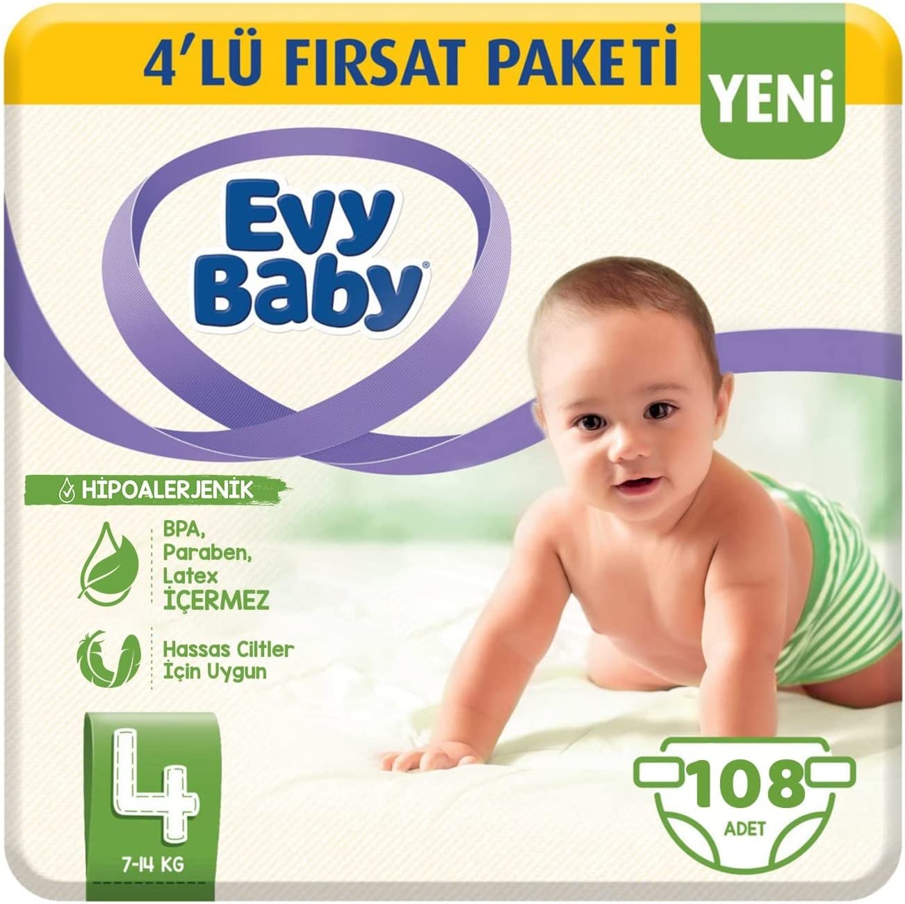 Evy Baby 4 Maxi 108 Adet Hipoalerjenik Bebek Bezi