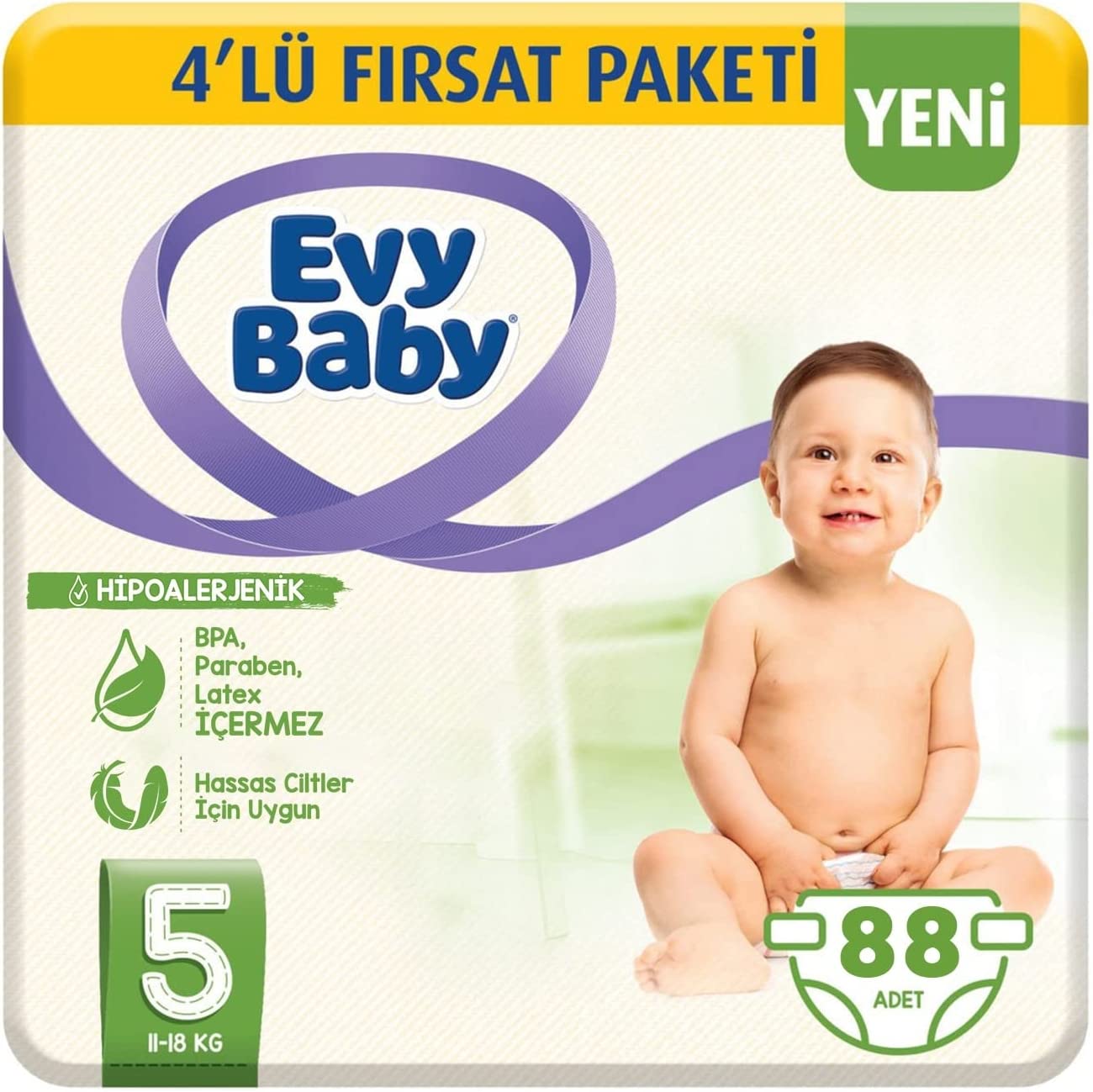Evy Baby 5 Junior 88 Adet Hipoalerjenik Bebek Bezi