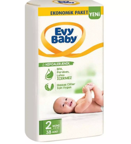 Evy Baby Bebek Bezi Beden:2 (3-6KG) Mini 38 Adet