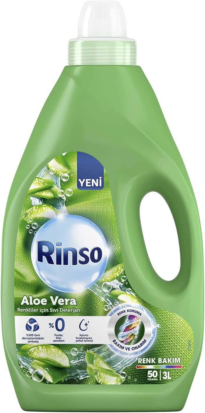 Rinso Aloe Vera Özlü Renkiler için 50 Yıkama Sıvı Deterjan (1 x 3000 mL)