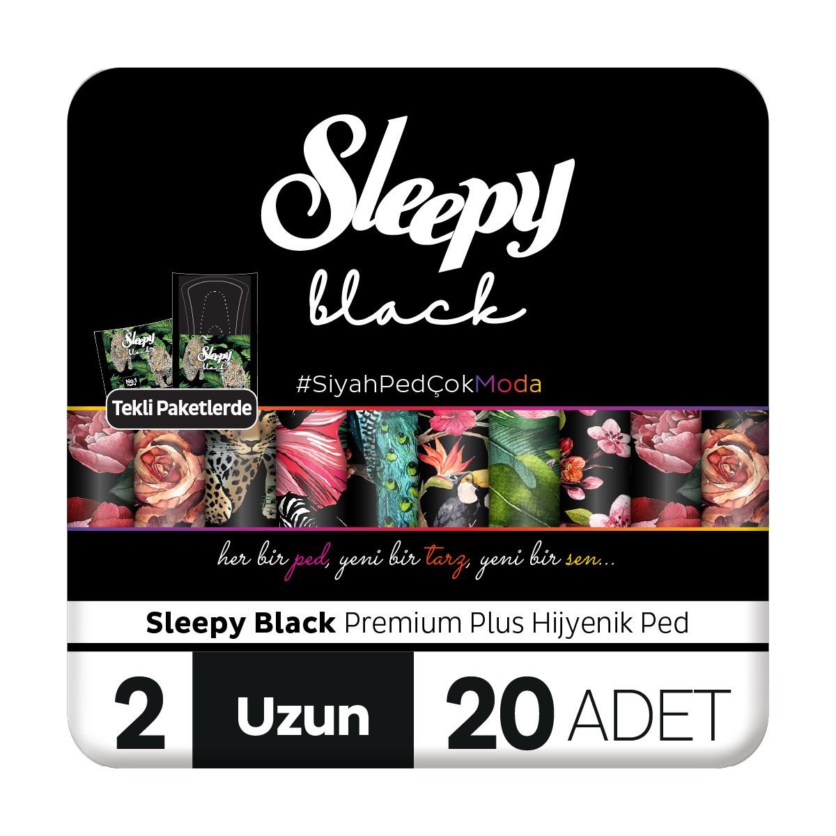 Sleepy Black Premium Plus Hijyenik Ped Uzun 20 Adet Ped