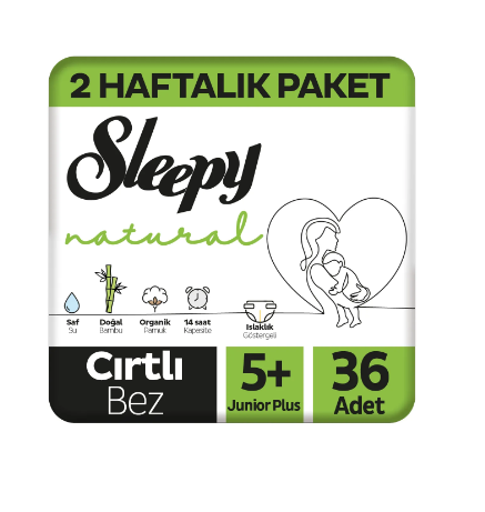 Natural 2 Haftalık Paket Bebek Bezi 5 Numara Junior Plus 36 Adet