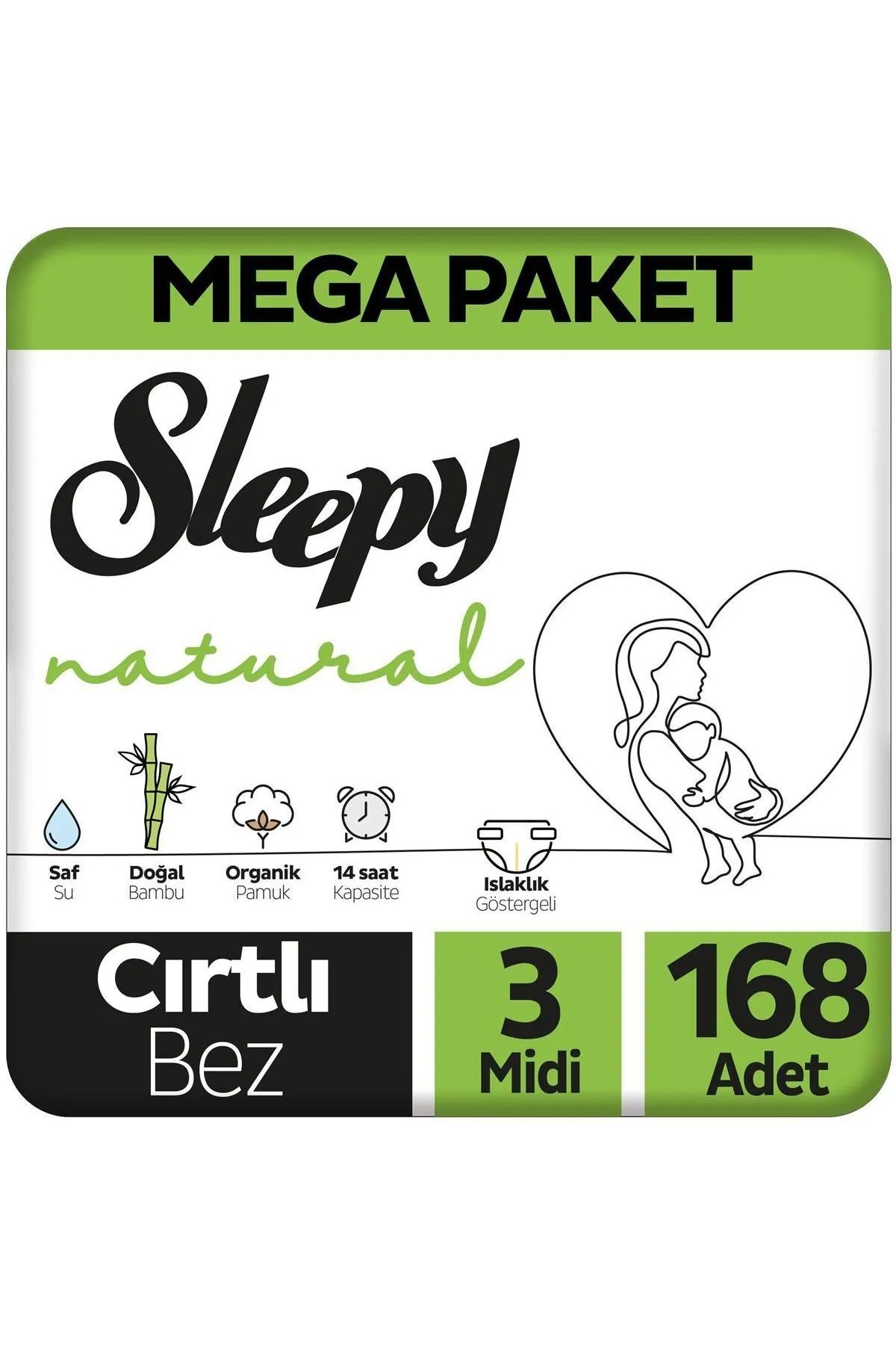 Sleepy Natural 3 Beden Numara Bebek Bezi Midi 168 Adet