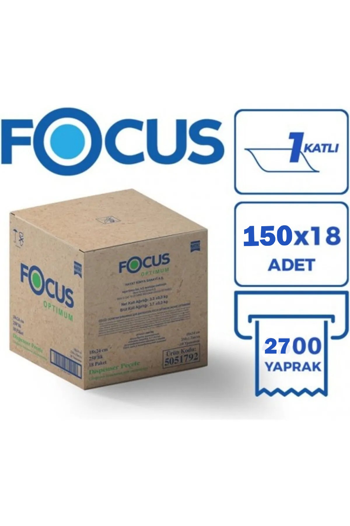 Focus Optimum Dispenser Peçete 150 Adet 18 Paket
