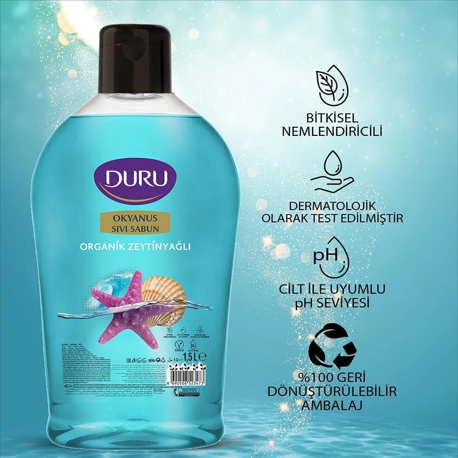 Duru Sıvı Sabun Organik İçerikli Okyanus Tazeliği  1500 ML