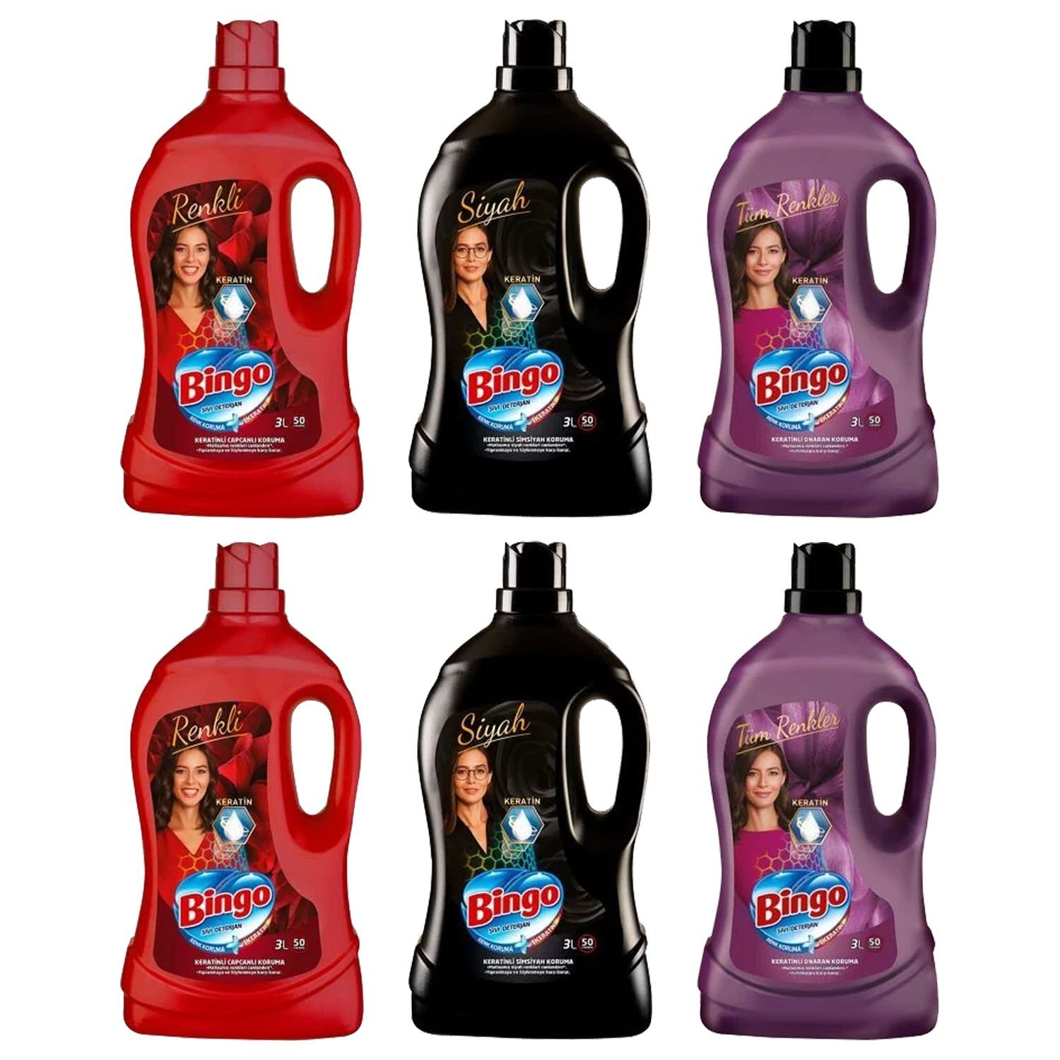 Bingo Sıvı Çamaşır Deterjanı 3 Litre Renkli Siyah Onaran Koruma 6 Adet