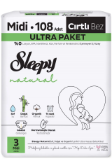 Sleepy Bebek Bezi Natural Beden:3 (4-9KG) Midi 108 Adet Ultra Pk