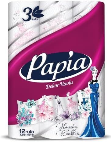 Papia Dekor Kağıt Havlu 12 Rulo