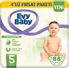 Evy Baby 5 Junior 88 Adet Hipoalerjenik Bebek Bezi 11-18 KG İçin Uygundur