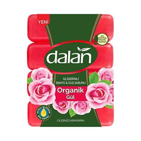 Dalan Banyo Sabunu Organik Mineral  Gliserinli Gül Banyo & Duş Sabunu 4x150 G