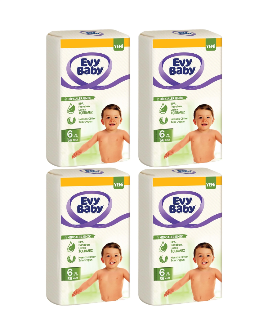 Evy Baby Bebek Bezi 6 XL 224 Adet 15+ KG İçin Uygundur