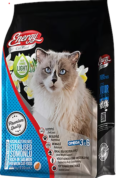 Energy Kısırlaştırılmış Yetişkin Kedi Kuru Mama Somonlu 1 Kg