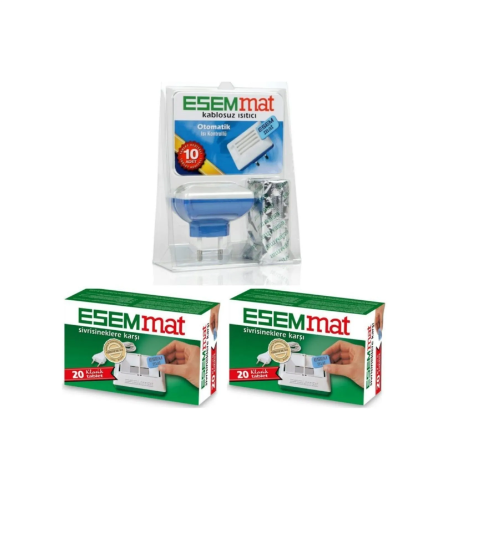 Esemmat Kablosuz Isıtıcı Sinek Kovucu Cihaz 10 Yedek Tablet + 40 Adet Tablet 2 Kutu
