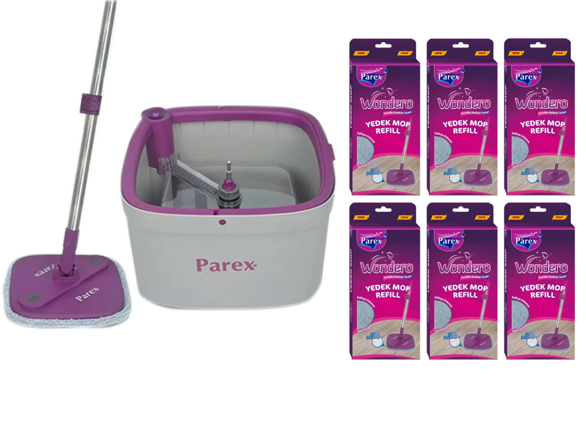 PAREX WONDERO OTOMATİK TEMİZLİK SETİ + 6 YEDEK MOP