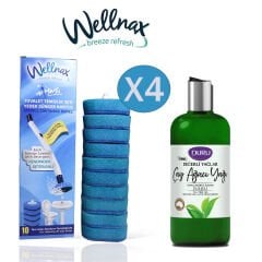 WELLNAX SÜNGERLİ TUVALET TEMİZLİK 40 ADET YEDEK BAŞLIK+ DURU ÇAY AĞACI DUŞ JELİ