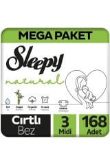 SleepyNatural Mega Paket Bebek Bezi 3 Numara Midi 168 Adet