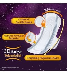 Molped Süper Night 3D Bariyerli Önü Uzun Arkası Geniş Ped Süper Gece 14'lü