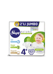 Sleepy Natural Bebek Bezi 4+ Numara Maxi Plus 2'li Jumbo 52 Adet