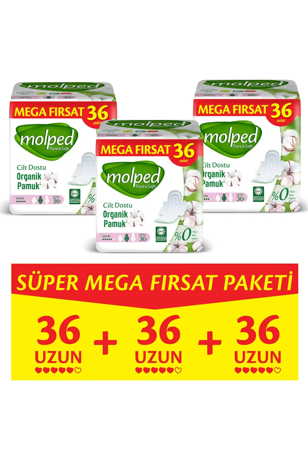 Molped Pure Soft Mega Fırsat Uzun Ultra 36 lı x 3 Adet