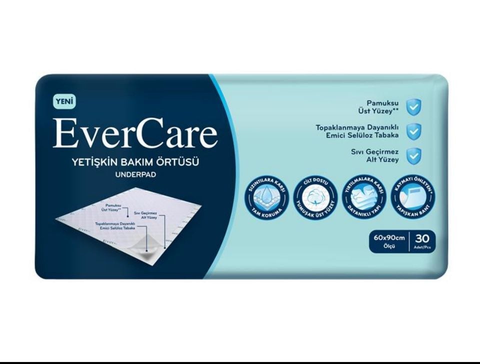 EverCare YETİŞKİN BAKIM ÖRTÜSÜ UNDERPAD 30 Adet 60x90 cm