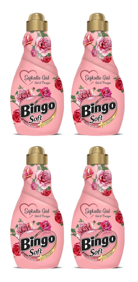 Bingo Soft Konsantre Çamaşır Yumuşatıcısı, Şefkatle Gül 1440 Ml 4 ADET