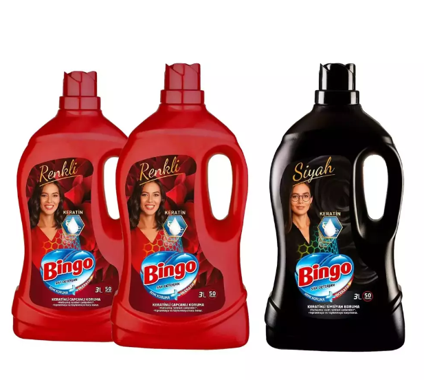 Bingo Renkli Sıvı Bakım Çamaşır Deterjanı X2+Keratinli Siyahlar İçin Renk